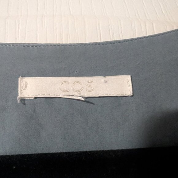 COS | Long Rounded Hem Blouse In Blue - Picture 9 of 12